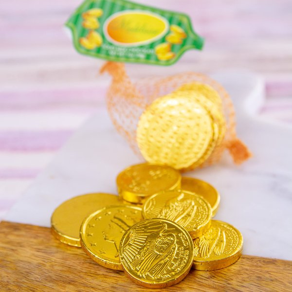 Wockenfuss Candies Milk Chocolate Gold Coins, 3 mesh bags of 7 pieces each