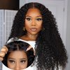 BLY Curly Glueless Wear and Go Pre Cut Lace Front Wigs Human Hair Pre Plucked Ready to Wear Wig for Women Afro Kinky Curly Black Color Hair Wig with Elastic Band 20 Inch