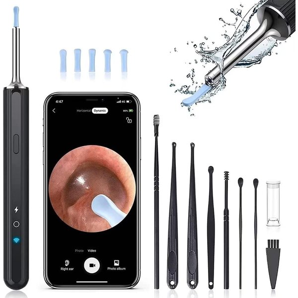 Ear Wax Removal, Ear Cleaner with Camera, FSA HSA Eligible, Earwax Removal kit with 7 Ear Pick, Ear Cleaning Kit, 1080P Ear Camera for iOS & Android (Black)