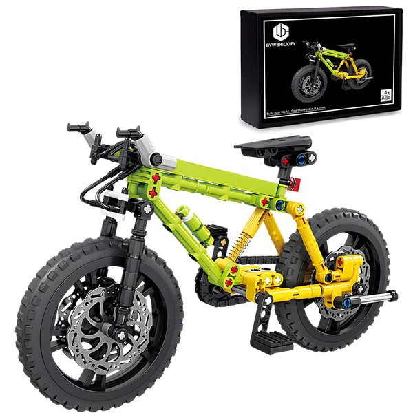 BYWBRICKIFY Technic Bicycle Building Blocks (220pcs) Kit Set STEM Display Model Bike Gift Toy for Boys and Girls Kids Adults Christmas Birthday Halloween New Year Age for 8 9 10 11 12 13 14 (Yellow)