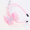 XIELIME Glitter Butterfly Headbands for Girls Women, Pink Sequin Butterfly Shaped Hair Hoop Cute Sparkly Hairband Elastic Butterfly Hair Accessories for Kids Teen Girls Women Party Favors, 1PCS