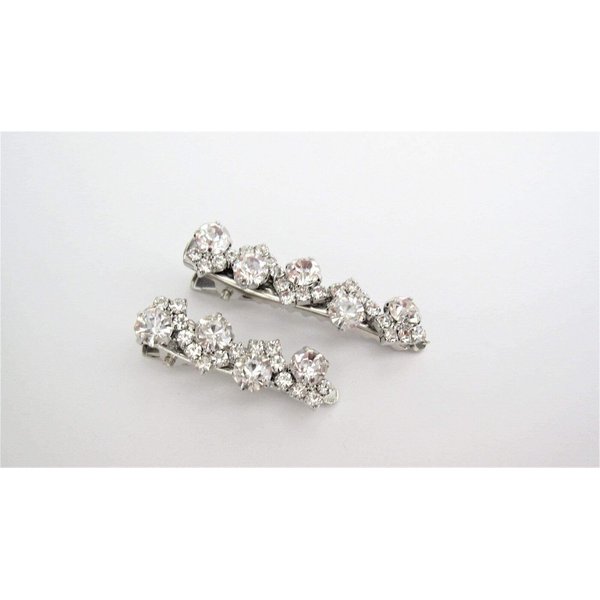 Generic Small silver metal and clear crystal alligator hair claw clip for thin fine hair Set 2 (Size: 1.25)