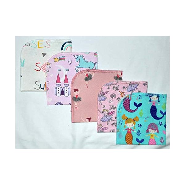 All Things Girl 1 Ply 12x12 Inches Set of 5 Printed Flannel Paperless Towels