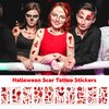 10 Sheets Halloween Wound Tattoos Temporary Scar Tattoo Stickers,Realistic Bloody Fake Scars,Waterproof Halloween Makeup for Adults and Kids, Zombie Face Tattoo Decorations for Cosplay Costume Party