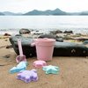 BLUE GINKGO Silicone Beach Toys - Modern Travel Friendly Beach Set | Bucket, Shovel, 4 Sand Molds, Beach Bag | Sand Toys for Toddlers, Kids - Pink