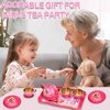 Lajeje 19-Piece Princess Tea Party Set for Girls, Pretend Play Tin Tea Set with Carrying Case, Kids Party Toys for 3-6 Year Olds