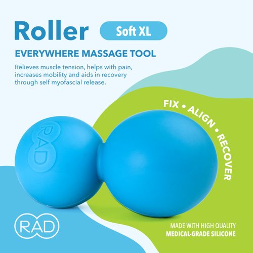 RAD Roller XL Peanut Roller Ball Massager - Medium Density Peanut Massage Ball - Myofascial Release for Back, Feet, Neck, Psoas - Suboccipital Release Device, Thoracic Spine Roller Balls