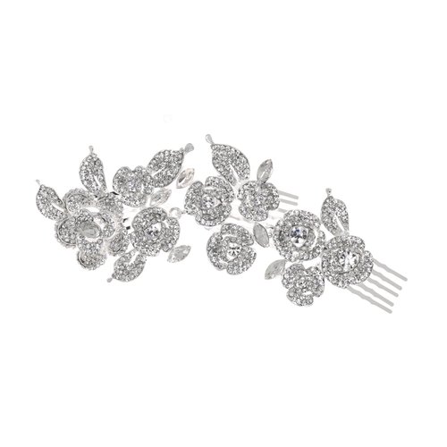 SAMKY Bridal Floral Rhinestones Crystal Prom Wedding Hair Comb Tiara T1080