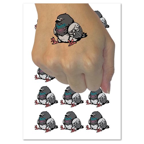 Chubby Little Bird Sitting Temporary Tattoo Water Resistant Fake Body Art Set Collection - 15 2" Tattoos (1 Sheet)