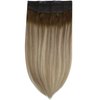 Fshine Secret Extensions Human Hair Invisible Wire Hair Extensions 16Inch Wire Layered Clip in Hair Extensions Human Hair Dark Brown to Ash Brown and Blonde 80Grams Human Hair Clip in Extensions
