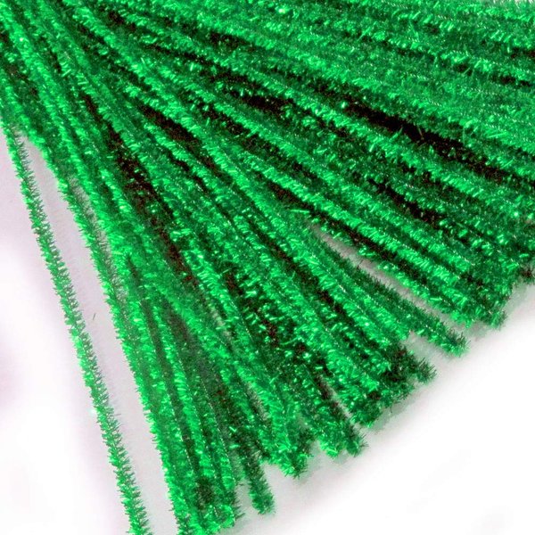 The Crafts Outlet Chenille Sparkly Stems, Pipe Cleaner, 12-in (30-cm), 1000-pc, Light Green