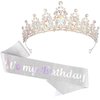 Chanaco Birthday Sash and Crowns for Women, Happy Birthday Sashes and Tiaras for Girls, Rhinestone Crown Hair Accessories “It”s my Birthday” Sash for Party Favors Decorations