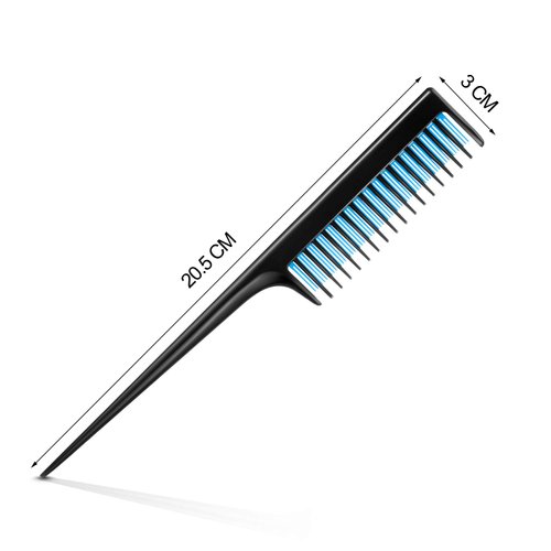Leinuosen 3 Piece Triple Teasing Comb, Rat Tail Combs for Women's Teasing, Layering, Back Combing, Root Teasing, Volume Adding, and Evening Styling in Black and Blue