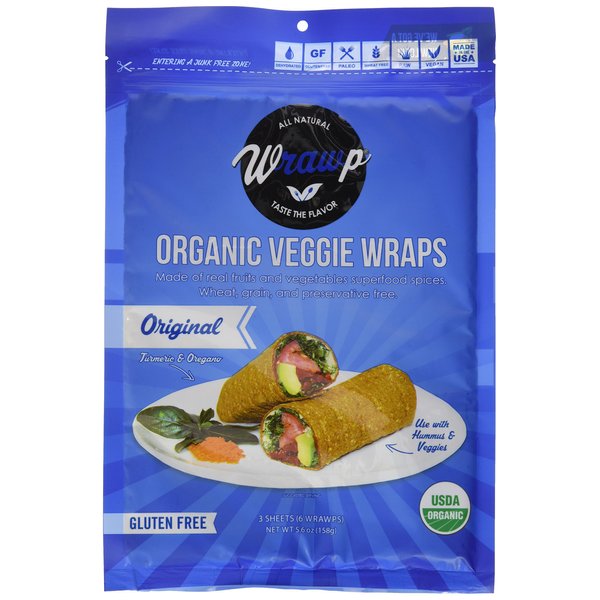 Wrawp Organic Veggie Wrap - Original (1 PACK) Gluten Free, Paleo, Plant Based, Vegan