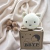BBYP Baby Hanging Musical Box Toys, Soothing Musical Pulldown Toy with Wooden Teether, Crochet Musical Bear Head Toys for Newborn Infant Baby Toys for 0, 3, 6, 9, 12 Months