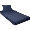 Jersey Knit 3 Pc. Cot Size Camp Sheet Set (Twin Size 39"X75", Navy)