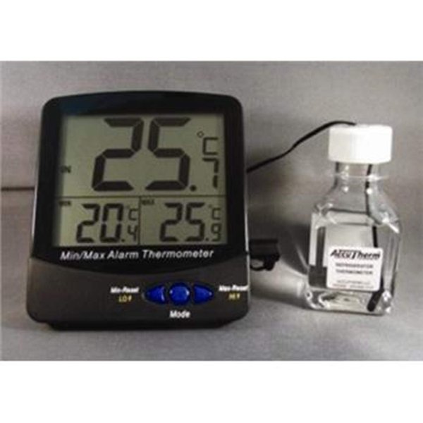 Thermco ACC895BLK Triple Display Large Digit Digital Thermometer for Block Heaters, -50 to 70°C with Bottle Media Certified @ +37°C with Audible Alarm and NIST Traceable Certificate