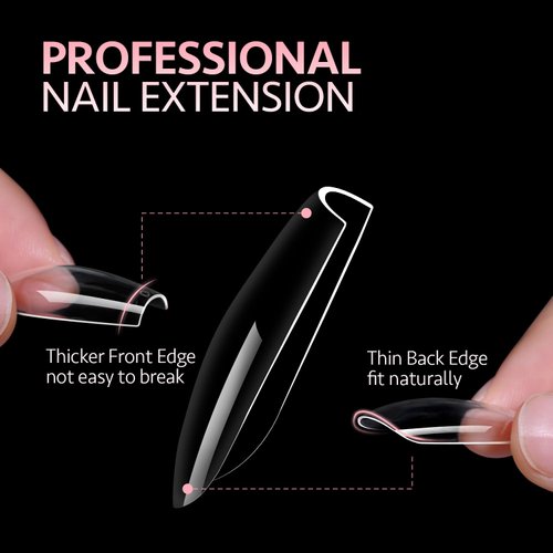 GAOY Medium Coffin Nail Tips, 240Pcs Soft Pre-shaped Acrylic Nail Tips, 10 Sizes Clear Full Cover Fake Press on Nails Tips, Nail Extension Tips