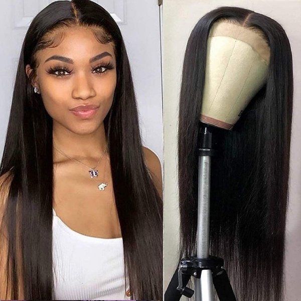 Straight Lace Front Wigs Human Hair for Black Women, 150% Density Brazilian Virgin Straight Human Hair Lace Closure Wigs with Baby Hair Pre Plucked Natural Color (20 Inch, 150% Density Straight Wigs)