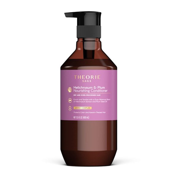 Theorie Helichrysum & Plum Nourishing Conditioner - Enrich and Soothe - Suited for Dry & Over Processed Hair - Protects Color & Keratin Treated Hair, Pump Bottle 400mL, Label Design May Vary