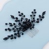Kercisbeauty Black Rhinestones Beads Hair Comb for Women Girls Halloween Party Black Hair Piece Jewelry