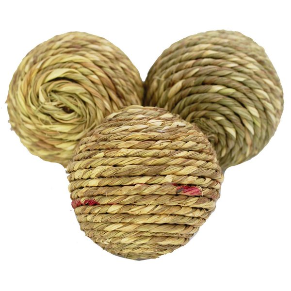 Bonka Bird Toys 1272 Pk3 Seagrass Rope Ball 2.50" Diameter Medium Parrot Foot Talon Cage Toy, Conure, Quaker, Ringneck, and Similar