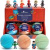 Two Sisters Spa Superhero Bath Bombs for Kids with Surprise Inside, 3 Kids Bath Bombs with Superhero Toys, Ideal Birthday Gift for Boys & Girls, Gentle and Kids Safe