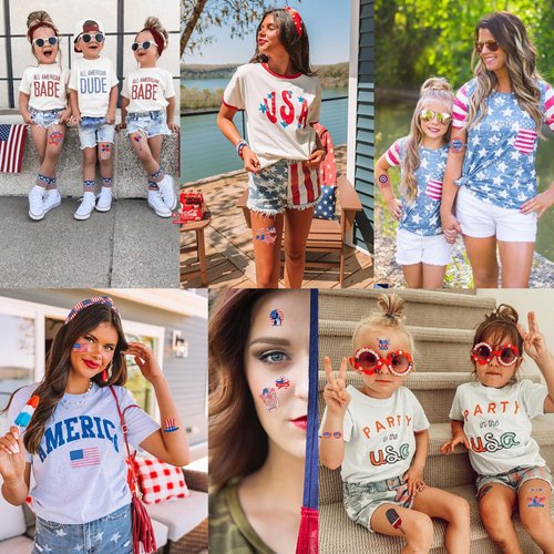 8Sheets 4th of July Decorations Temporary Tattoos Patriotic Independence Day Fake Tattoos American Flag Patriotic Design Tattoos Stickers Waterproof Tattoos Party Supplies for Kids Adult Memorial Day