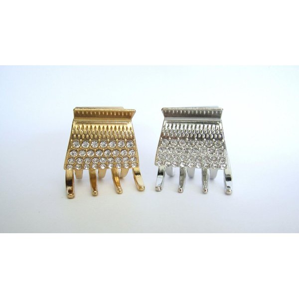Generic Small/medium gold or silver metal and crystal hair claw clip jaw clip (Primary color: Gold), 1 Count (Pack of 1)