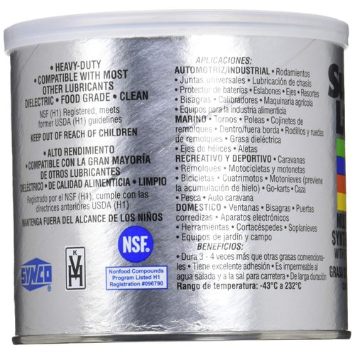 Super Lube 41160 Synthetic Grease (NLGI 2), 14.1 oz Canister, Translucent White