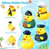 Motionchic 48 Pcs Cruise Ships Rubber Ducks Bulk with Sunglasses 2.4 Inch Military Rubber Ducks Cruise Uniform Armed Forces Ducks Squeaky Bath Duck Toy Birthday Baby Shower Party Favors