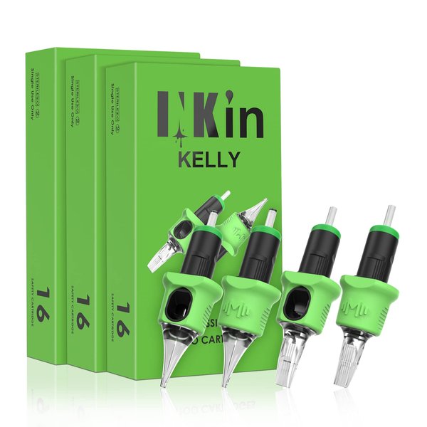 INKin Tattoo Cartridge Needles Assorted - 80Pcs #12 Mixed (5RM 7RM 9RM 11RM 13RM) Standard Round/Curved Magnum Tattoo Needle Cartridges Finger Ledge for Tattooing Rotary Pen Machine Supply