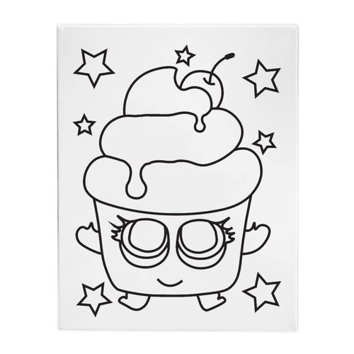 Pre Drawn Stretched Canvas Painting for Kids | Custom Theme | Birthday Gift Sweets Donut Cupcake Ice Cream Milkshake Theme | Paint party favor | DIY (8x10) (Canvas Only, Cupcake)