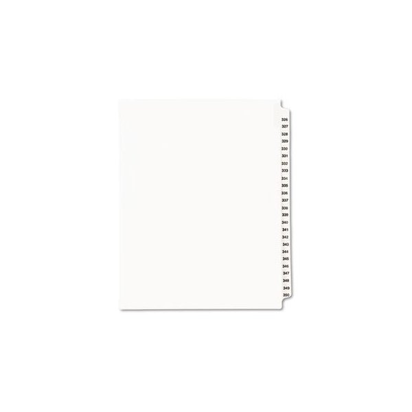 Avery Products - Avery - Avery-Style Legal Side Tab Divider, Title: 326-350, Letter, White, 1 Set - Sold As 1 Set - Rip Proof reinforced, dual-sided, laminated tabs make it easy to organize your information. - Unpunched binding edge fits practically any b