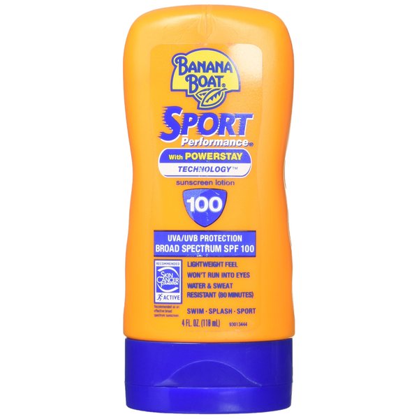 Banana Boat Sport Performance Sunscreen Lotion SPF 100, 4-ounce Bottles