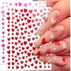 Heart Nail Art Stickers Decals 3D Shiny Glitter Love Hearts Self Adhesive Shining Glitters Powder Effect Valentine's Day Heart Nail Design for Lovers Romantic DIY Nail Decorations Manicure Accessories