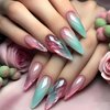 Press on Nails Medium Length Almond False Nails Gradient Cat Eye Fake Nails Artificial Acrylic Nails Fashion Charm Stick on Nails Full Cover Glossy Reusable Coffin Nails Glue on Nails for Women