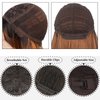 XIXIBI 30 Inch Long Wigs with Bangs Ombre Brown Wigs for Women Brown Mixed Blonde Highlight Wig Synthetic Curly Wavy Heat Resistant Wigs for Daily Party Use