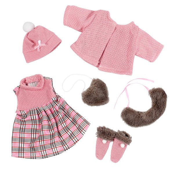 15 Inch Baby Doll Clothes Casual Fashion Outfits Dress 6-Piece Set -Cute Alive Doll Clothes and Accessories for Little Girls Pretend Play Set
