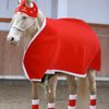 Cunno 6 Pack Horse Christmas Costume Include Slip on Horse Halter Cover with Fleece Trim with 4 Pcs Horse Leg Wraps and Horse Saddle Blanket Santa Hat for Horse Winter Xmas Holiday Party Accessories