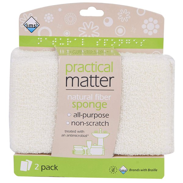Practical Matter Kitchen Sponge, Organic Cotton Fiber All-Purpose Dish Sponges for Washing Dishes and Cleaning All Surfaces, Durable Non Scratch Scrub, 6 Count Value Pack