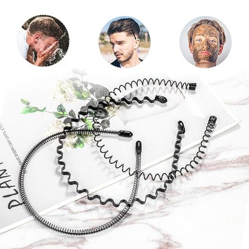 JDYYICZ 8 Pcs Unisex Wavy Headband Metal Hair Band Elastic Non Slip Hair Hoop Sports Fashion Headwear,Men and Women Makeup Headband Hair Hoop