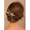 Denifery Emerald Hair Comb Emerald Headpiece Gold Emerald Hair Piece Green Hair Comb Emerald Hair Accessories for Women and Girls (Style 4)