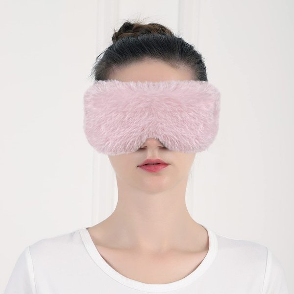 Heated Eye Mask, Deckpro Steam Warm Compress Therapy Cordless USB Rechargeable Sleep Mask with Adjustable Strap Silk Traveling Eye Mask for Dark Circles, Puffiness & Eye Fatigue Pink