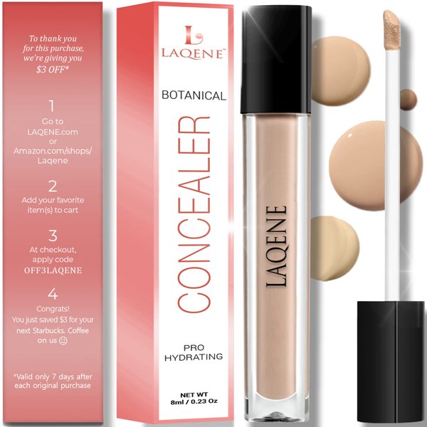 LAQENE Luxury Line: Concealer For Flawless Silky Smooth Full Coverage - Hydrating, Ultra Light, Long Wearing Lasting, For Dark Circles Blemishes - Natural Ivory - Blendable to Skin Tone