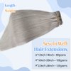 Double Weft Human Hair Extensions Silky Straight Silver Sew in Hair Bundles 18 Inch 100Gram Hand Tied Bundles Grey Real Human Hair Hand Tied Weft Hair Extensions Silver Remy Hair Bundles for Women