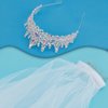 KICOSY Sliver Wedding Crowns Veils for Women, Bride Wedding Tiara Adult White Veils Bridal Headband Hair Accessories, Princess Decorations for Girls Crystal Crown for Bachelorette Bridal Party