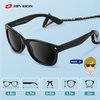 RIVBOS Kids Sunglasses Boys&girls with Strap Polarized Rubber Flexible Shades for Toddler and Children Age 3-10 RBK004-2 Black
