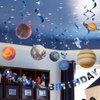SUNBEAUTY 11 Pcs Solar System Hanging Decoration Universe Space Happy Birthday Banner Outer Space Whirls Hanging Swirl for Kids Birthday Solar System Party Supplies