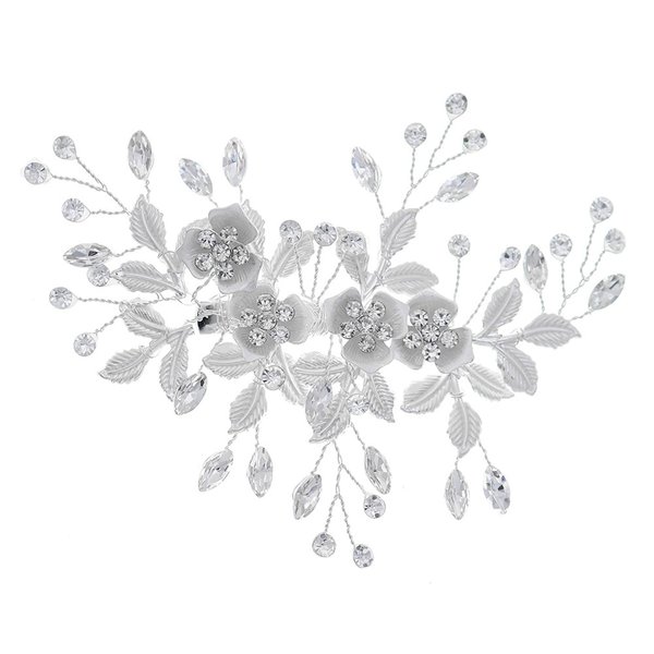Brides Wedding Flower Hair Clips, Crystal Flower Hair Clips French Rhinestone Barrettes, Pearl Flower Hair Pins Hair Accessories for Women Girls Bridesmaids